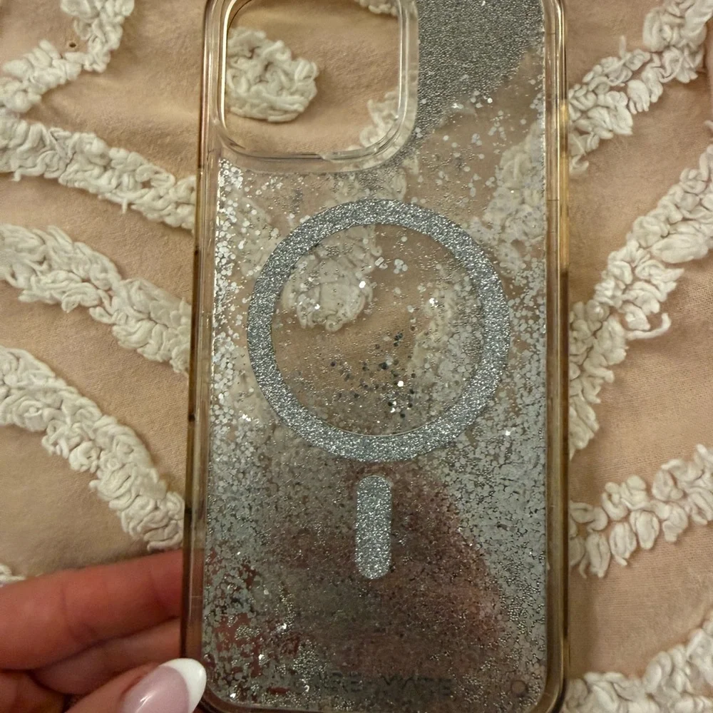 case-mate Clear Glitter MagSafe Phone Case - Silver Glitter